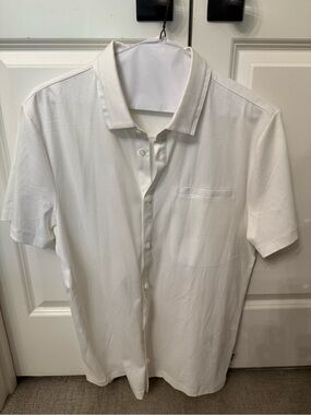 Hugo Boss White Short-Sleeve Button-Down Shirt